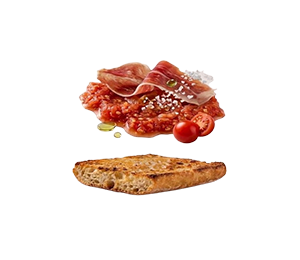 Tostada de tomate y jamón